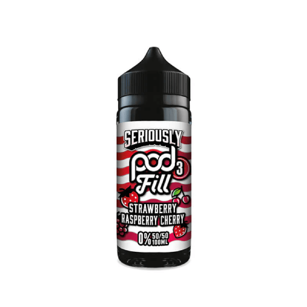 DOOZY VAPE SERIOUSLY POD FILL 3 E LIQUID - STRAWBERRY RASPBERRY CHERRY 100ML 50/50
