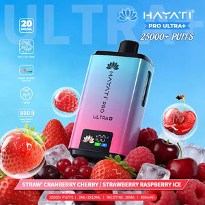 Hayati Pro Ultra Plus Straw Cranberry Cherry Strawberry Raspberry Ice