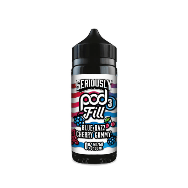 DOOZY VAPE SERIOUSLY POD FILL 3 E LIQUID - BLUE RAZZ CHERRY GUMMY 100ML 50/50